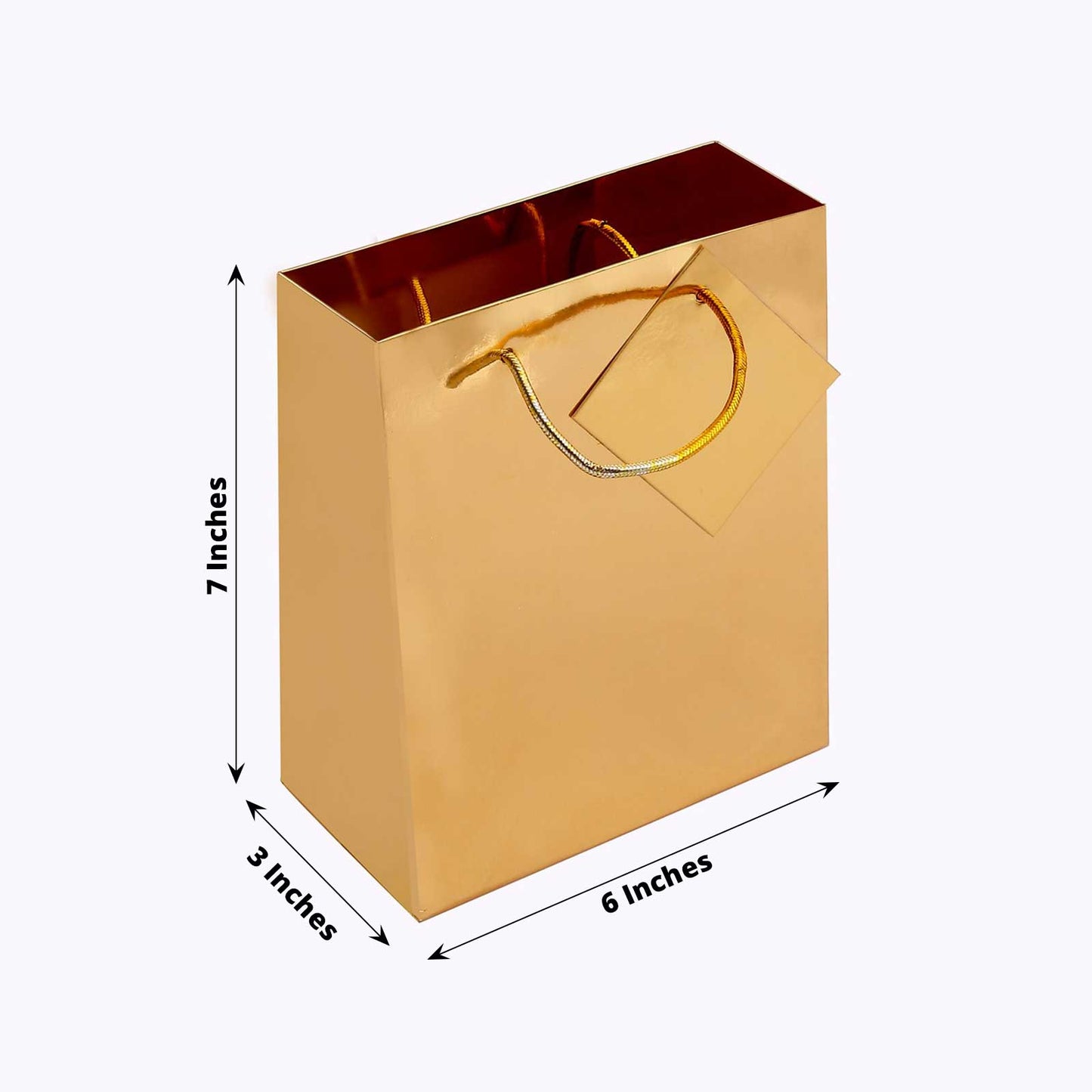 12 Pack Gold Foil Paper Party Favor Gift Bags with Handles, Shiny Metallic Euro Tote Bags - 7"