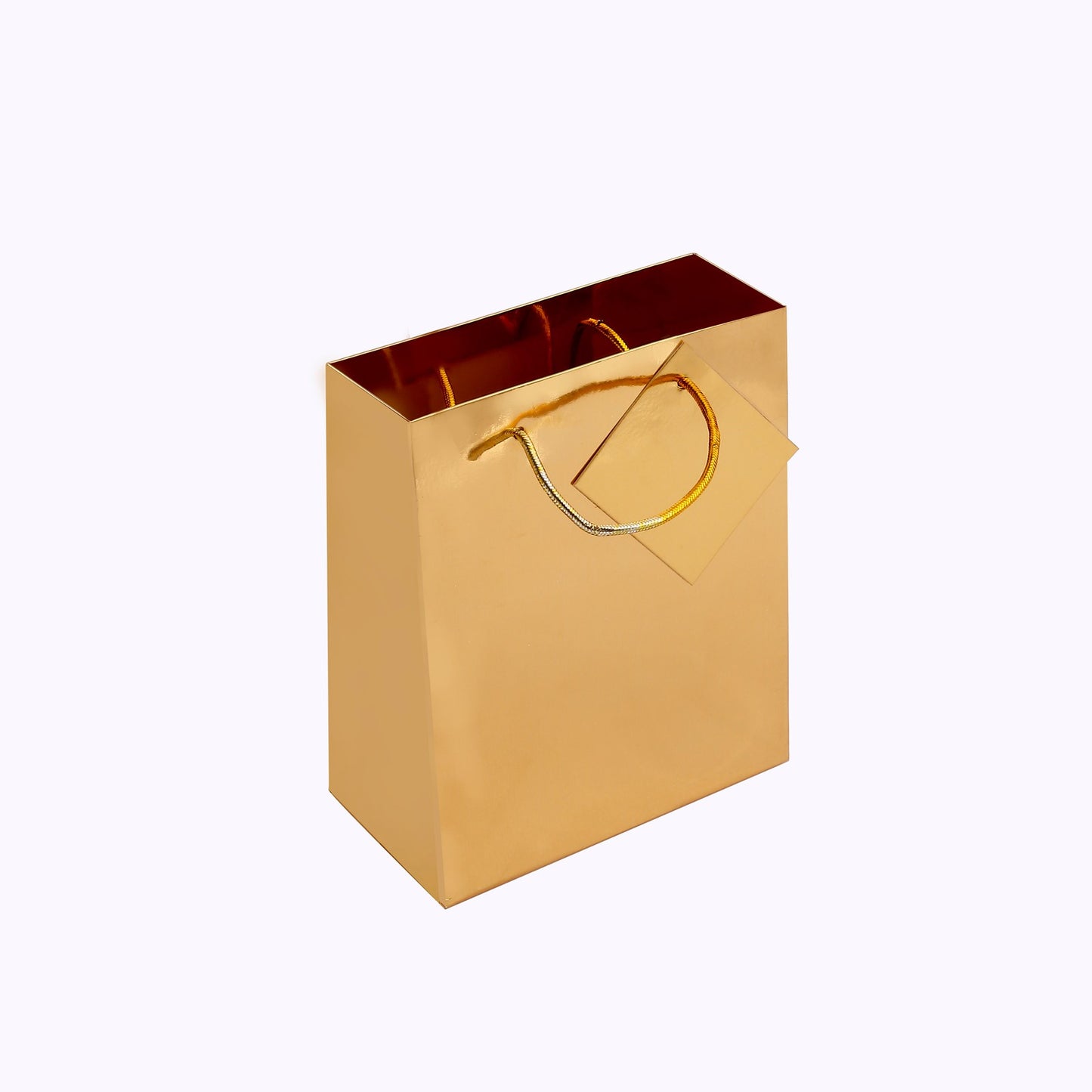 12 Pack Gold Foil Paper Party Favor Gift Bags with Handles, Shiny Metallic Euro Tote Bags - 7"