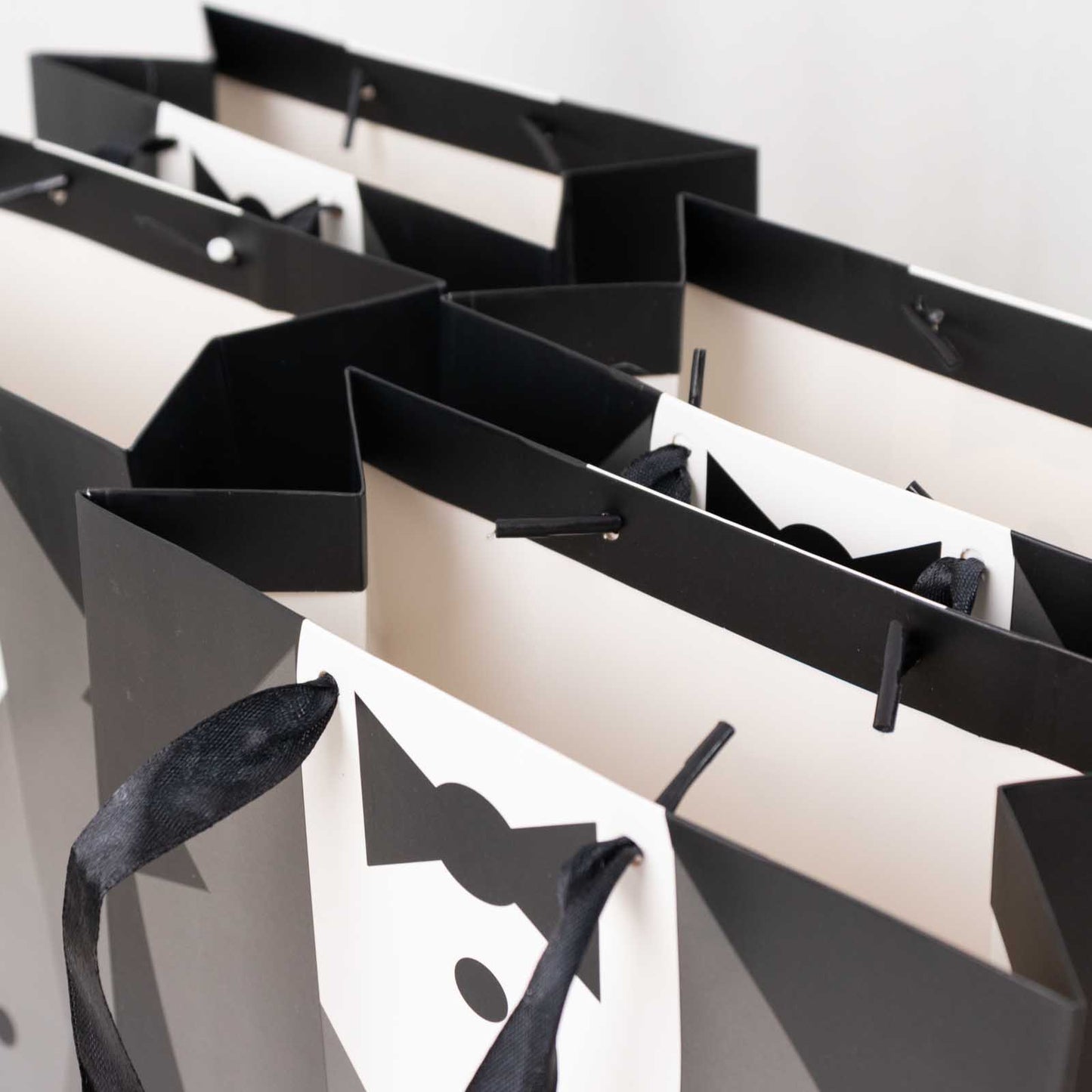 12 Pack White Black Tuxedo Paper Party Favor Goodie Bags With Satin Handles, Reusable Wedding Gift Tote Bags - 8"x9"