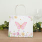 12 Pack Pink Glitter Butterfly Paper Favor Bags with Handles, Floral Print White Goodie Gift Bags - 6"x7"