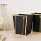 6 Pack Black Gold Edge Paper Flower Gift Bags With Metal Chain Handles, Trapezoid Party Favor Tote Bags - 5"x6"