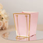 6 Pack Pink Gold Edge Paper Flower Gift Bags With Metal Chain Handles, Trapezoid Party Favor Tote Bags - 5"x6"