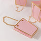 6 Pack Pink Gold Edge Paper Flower Gift Bags With Metal Chain Handles, Trapezoid Party Favor Tote Bags - 5"x6"