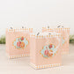 12-Pack Favor Bags Vintage Rose Floral Tea Party, Dusty Rose Paper Goodie Gift Bags with Ribbon Handles, 6"x7"x3"