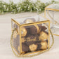 25 Pack Plastic Clear Square Gift Boxes with Gold Trim - Transparent Favor Boxes, Rope Handle, Pre-Printed Thank You Message - 4"x4"