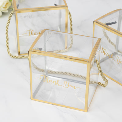 Plastic Clear Cube Gift Boxes with Gold Trim