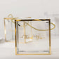25 Pack Gold Trimmed Clear PVC Gift Boxes with Rope Handles and Thank You Print, Transparent Portable Candy Favor Boxes - 5.5"x5.5"