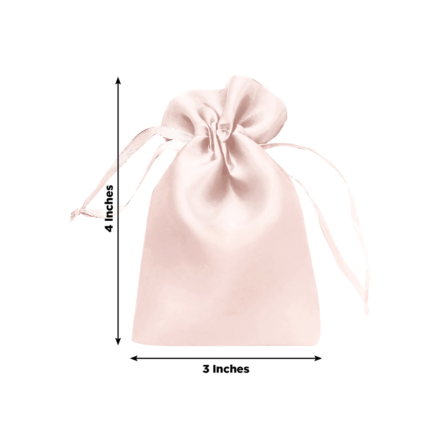 Blush satin drawstring favor bag for jewelry and candy, 3"x4".