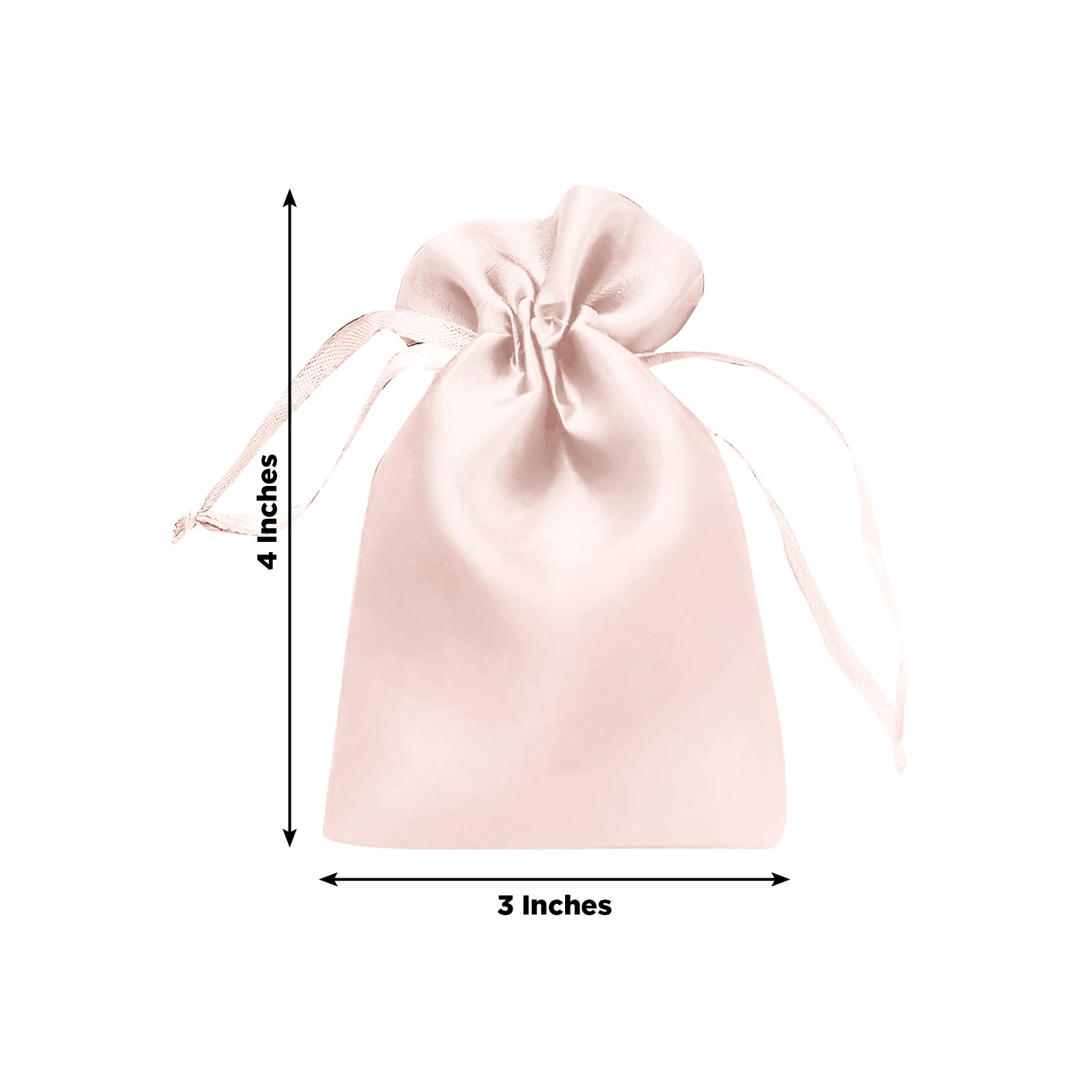 Blush satin drawstring favor bag for jewelry and candy, 3"x4".