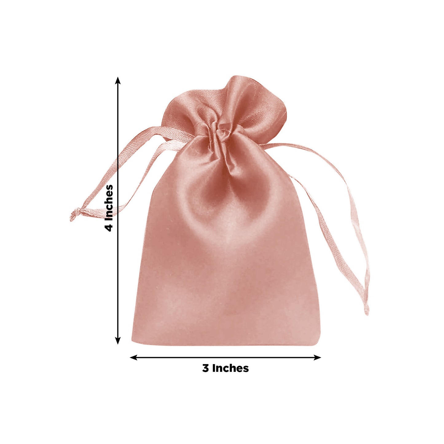 Dusty rose satin drawstring favor gift bag, 3"x4" for weddings and parties