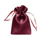 Burgundy satin drawstring gift bag for weddings and parties.
