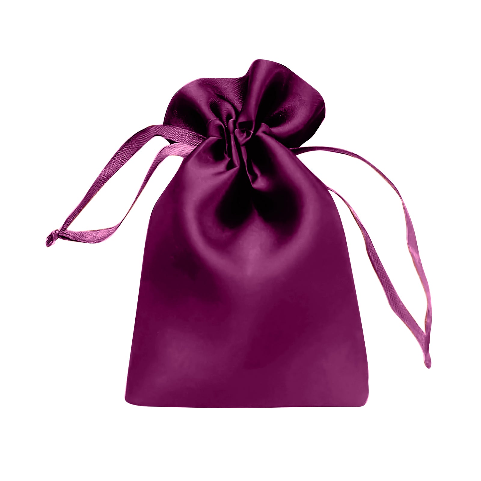 Eggplant satin drawstring favor gift bag, 3"x4", perfect for weddings and parties.