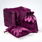 Eggplant satin drawstring bags, 60 pack for favors, jewelry, and candy.