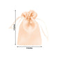 Peach satin drawstring favor gift bag, 3"x4" for weddings and parties.