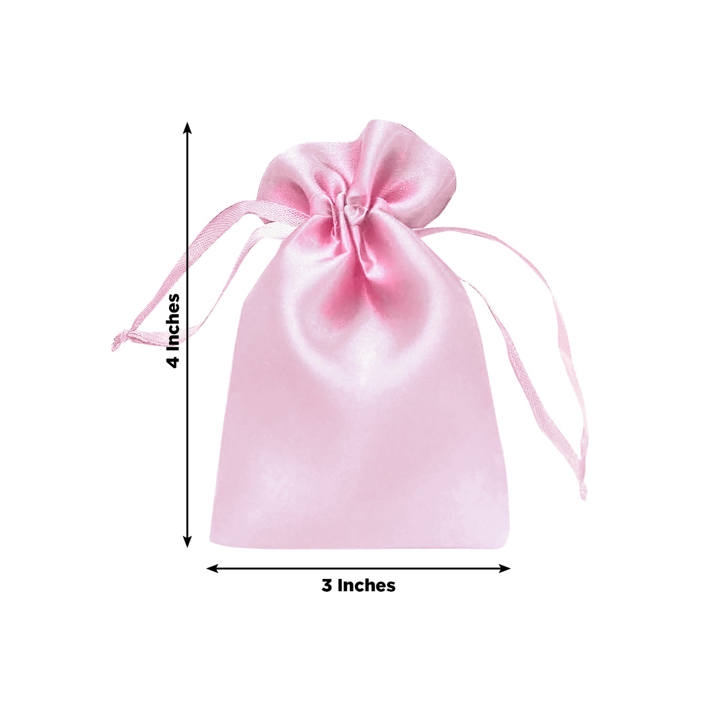 Pink satin drawstring favor gift bag, 3"x4" for jewelry and candy.