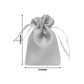 Silver satin drawstring favor bag, 3"x4", perfect for gifts and party favors.