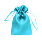 Turquoise satin drawstring favor bag for jewelry and candy gifts.