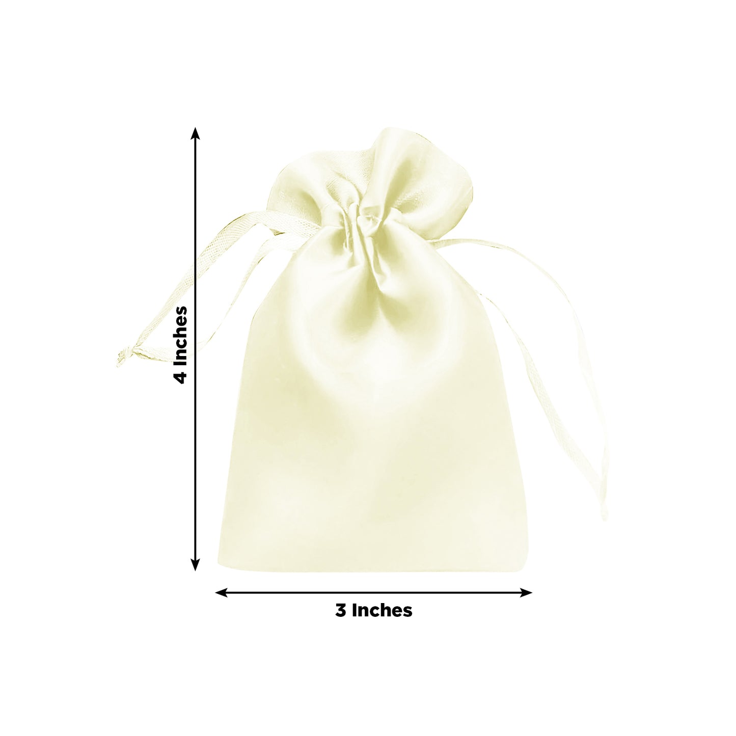 Yellow satin drawstring favor gift bag, 3"x4", for weddings and parties.