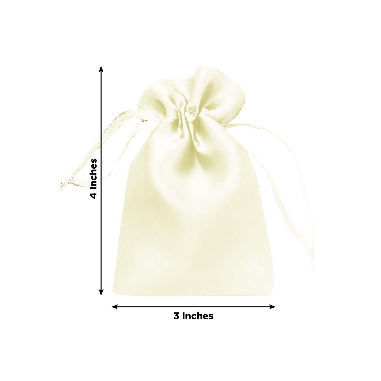 Yellow satin drawstring favor gift bag, 3"x4", for weddings and parties.