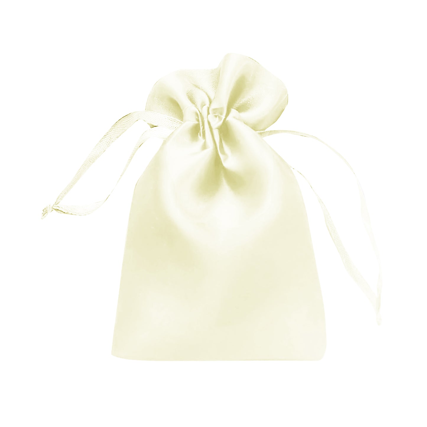 Yellow satin drawstring favor gift bag for jewelry and candy. #whtbkgd