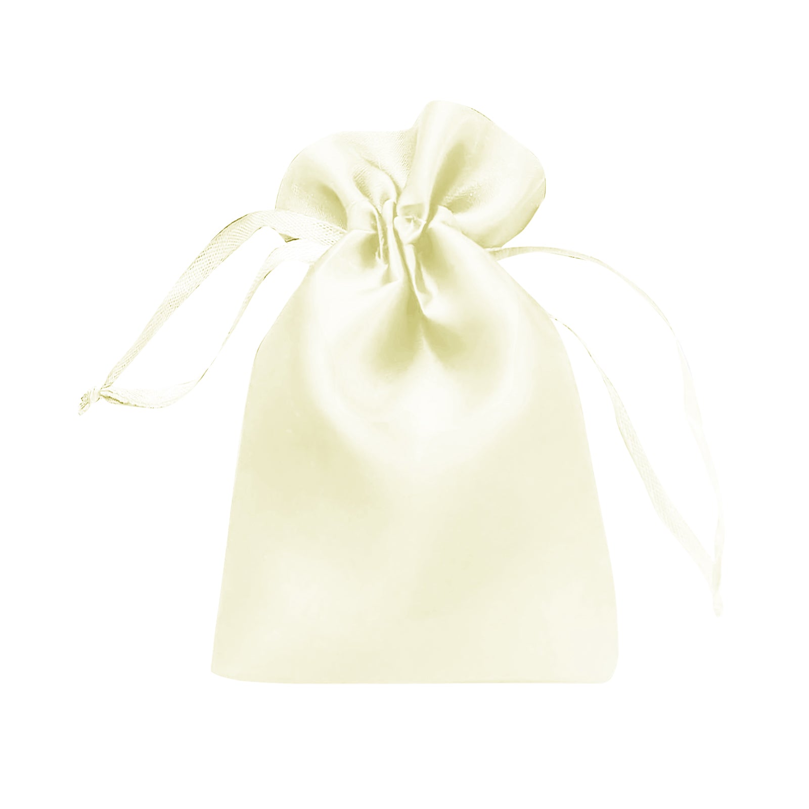 Yellow satin drawstring favor gift bag for jewelry and candy. #whtbkgd