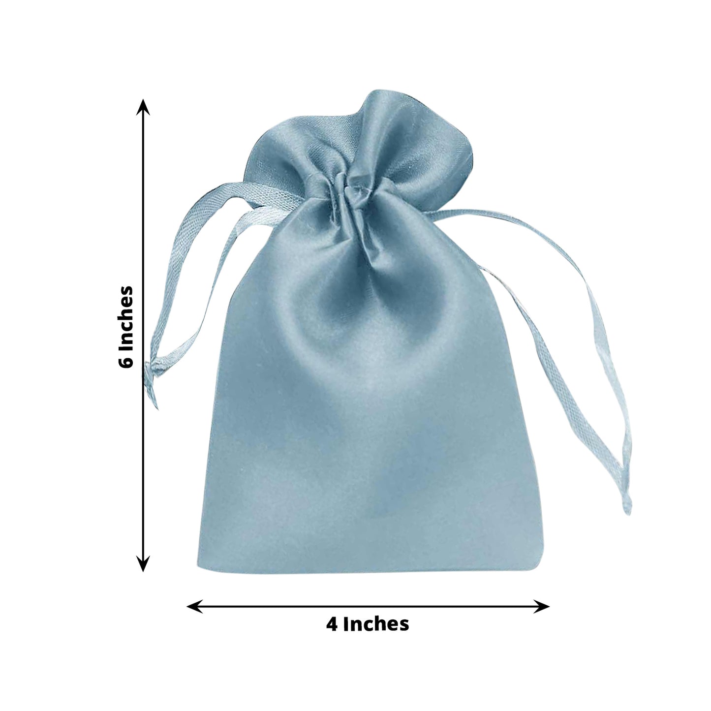 12 Pack 4"x6" Dusty Blue Satin Drawstring Wedding Party Favor Gift Bags