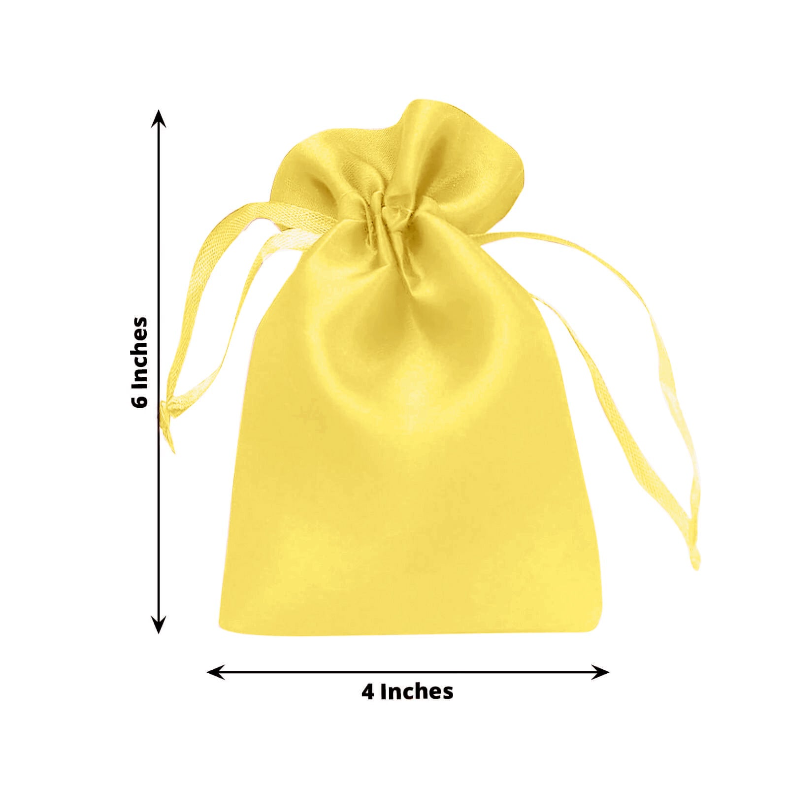 Gold satin drawstring pouch for wedding party favors, 4"x6".