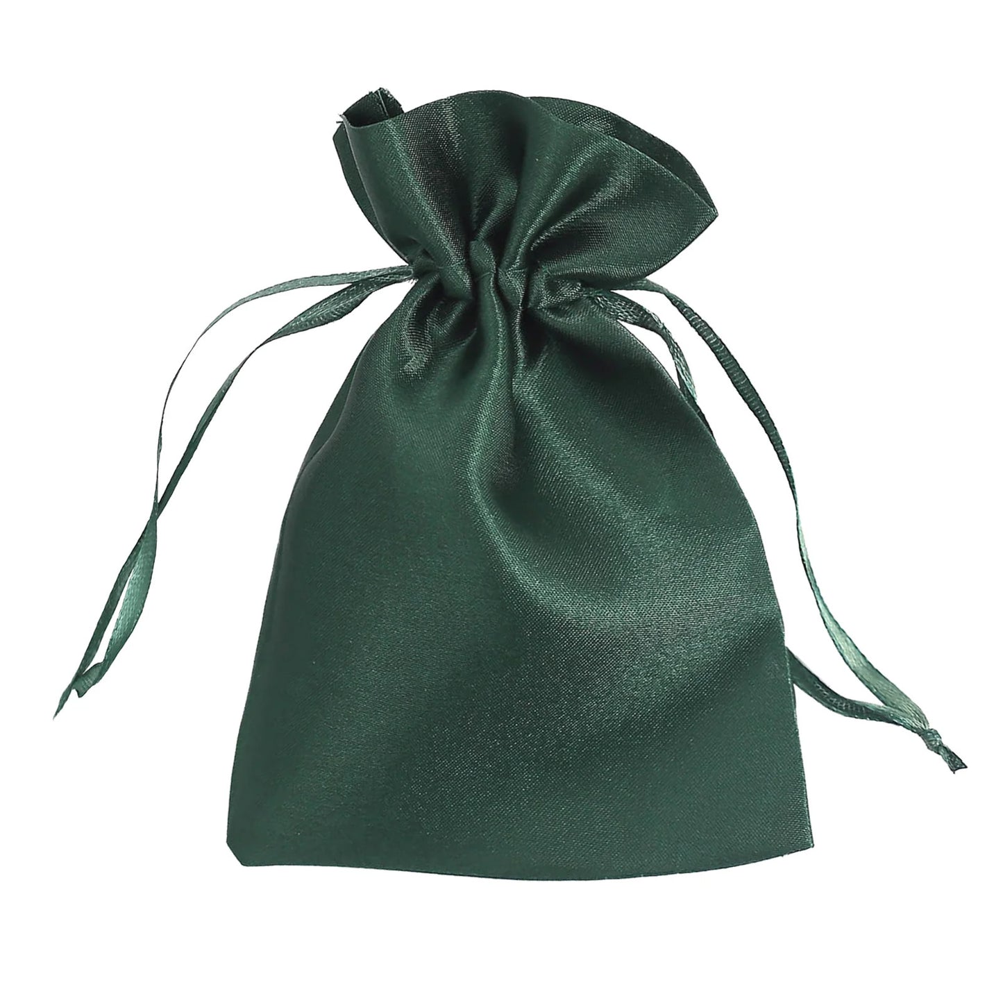 12 Pack | 4"x6" Hunter Emerald Green Satin Wedding Party Favor Bags, Drawstring Pouch Gift Bags
