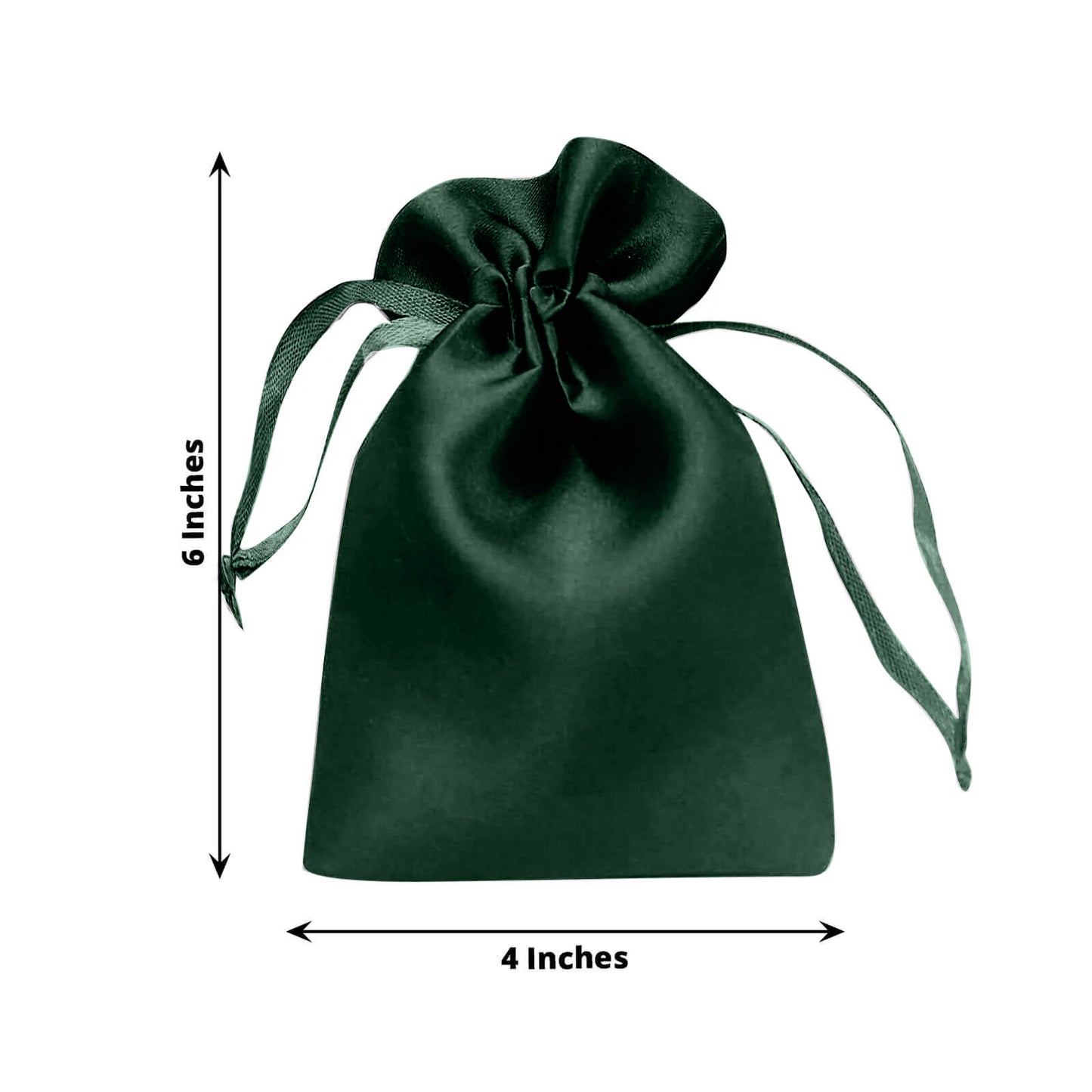 Hunter emerald green satin drawstring pouch gift bag.
