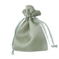 Sage green satin drawstring wedding favor gift bag.