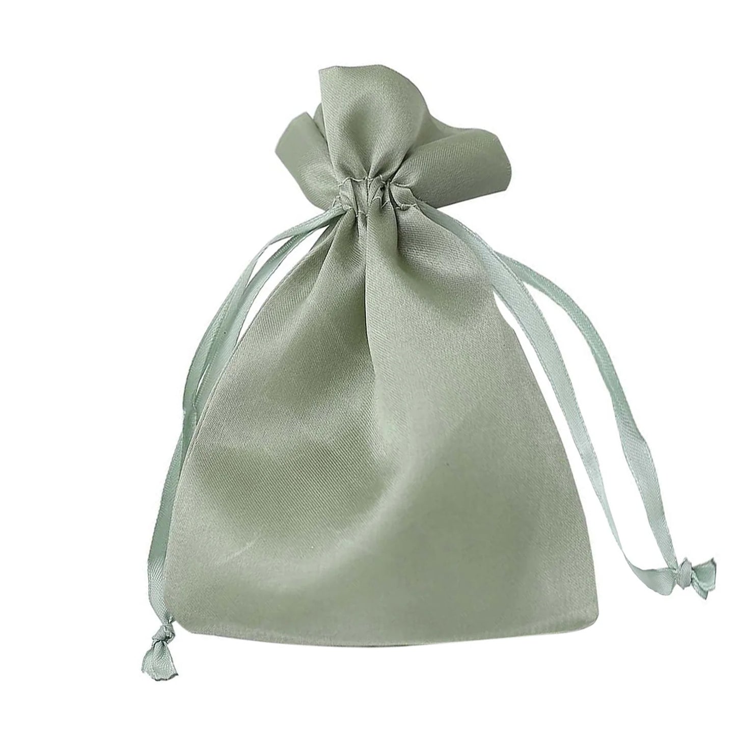 12 Pack | 4"x6" Sage Green Satin Drawstring Wedding Party Favor Gift Bags