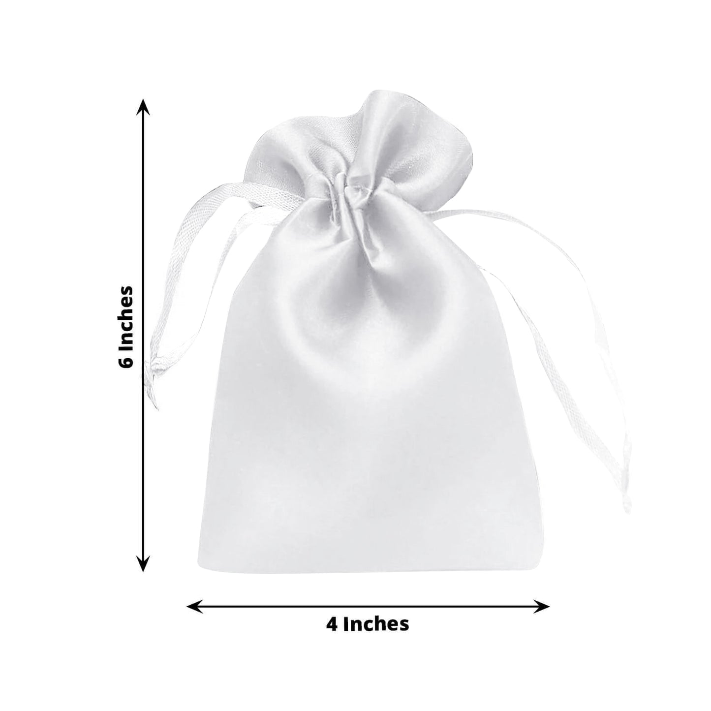 60 Pack 4"x6" White Satin Wedding Party Favor Bags, Drawstring Pouch Gift Bags