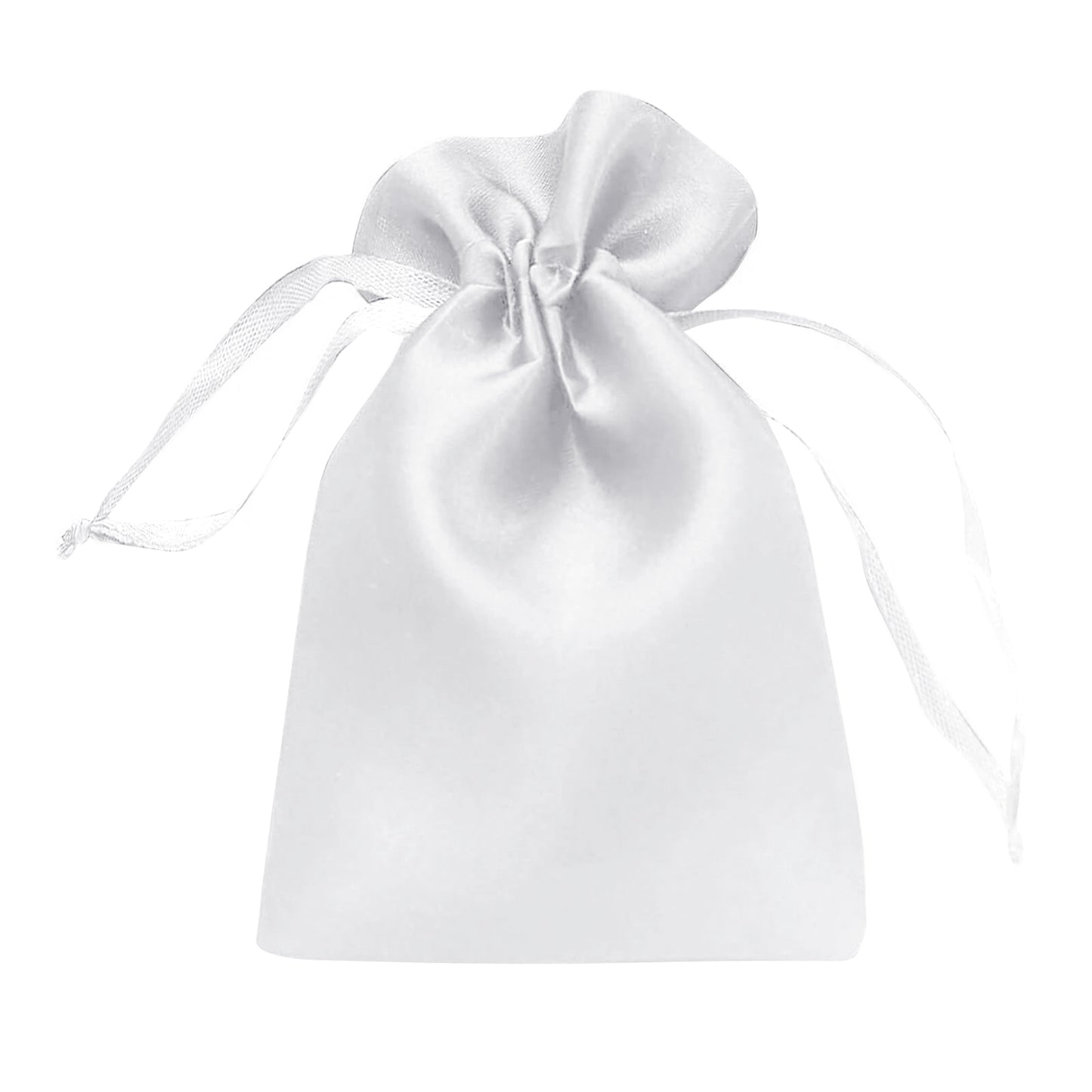 60 Pack 4"x6" White Satin Wedding Party Favor Bags, Drawstring Pouch Gift Bags