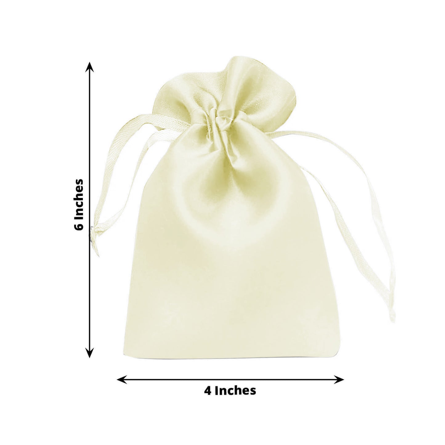 Yellow satin drawstring pouch gift bag, 4"x6", perfect for wedding favors.