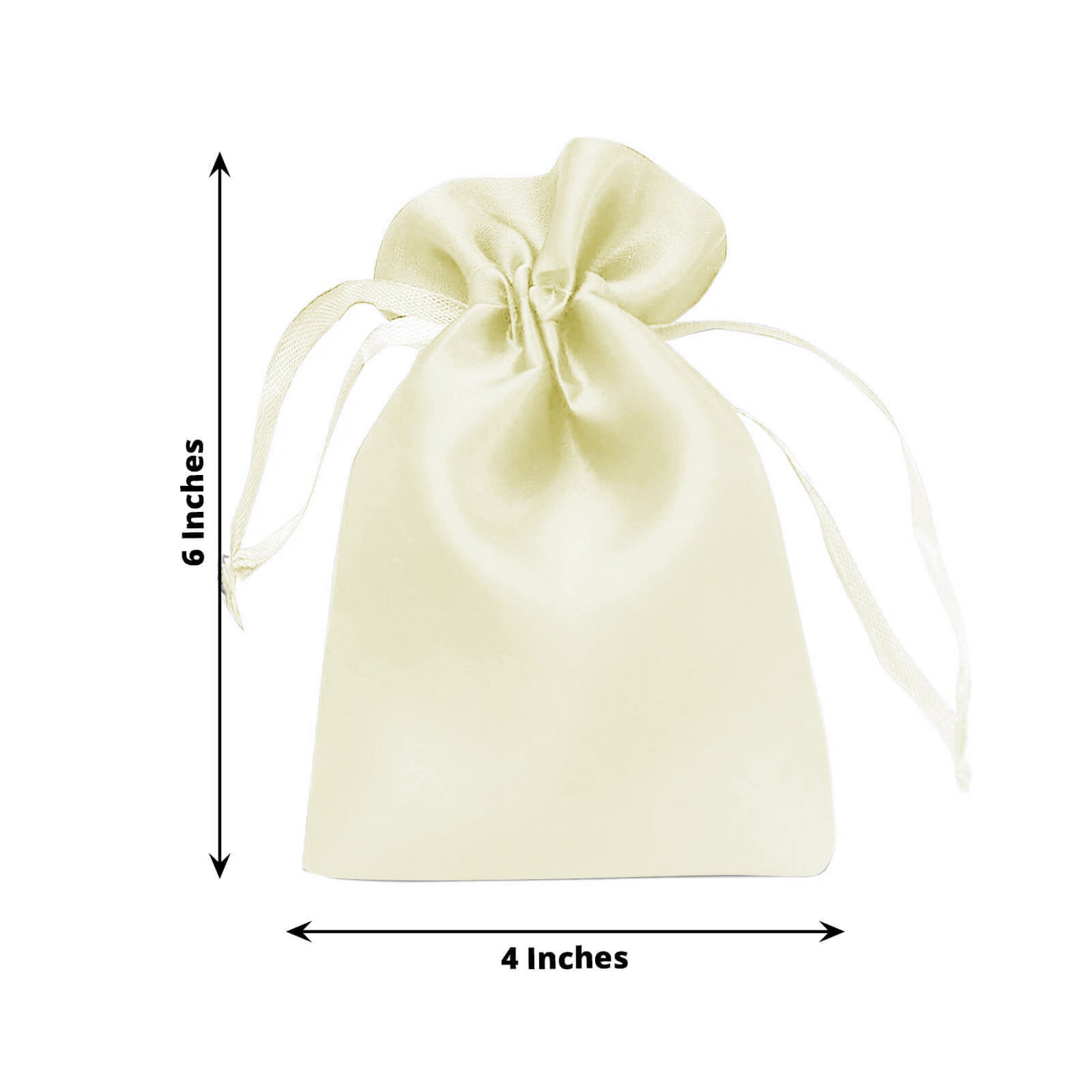 Yellow satin drawstring pouch gift bag, 4"x6", perfect for wedding favors.