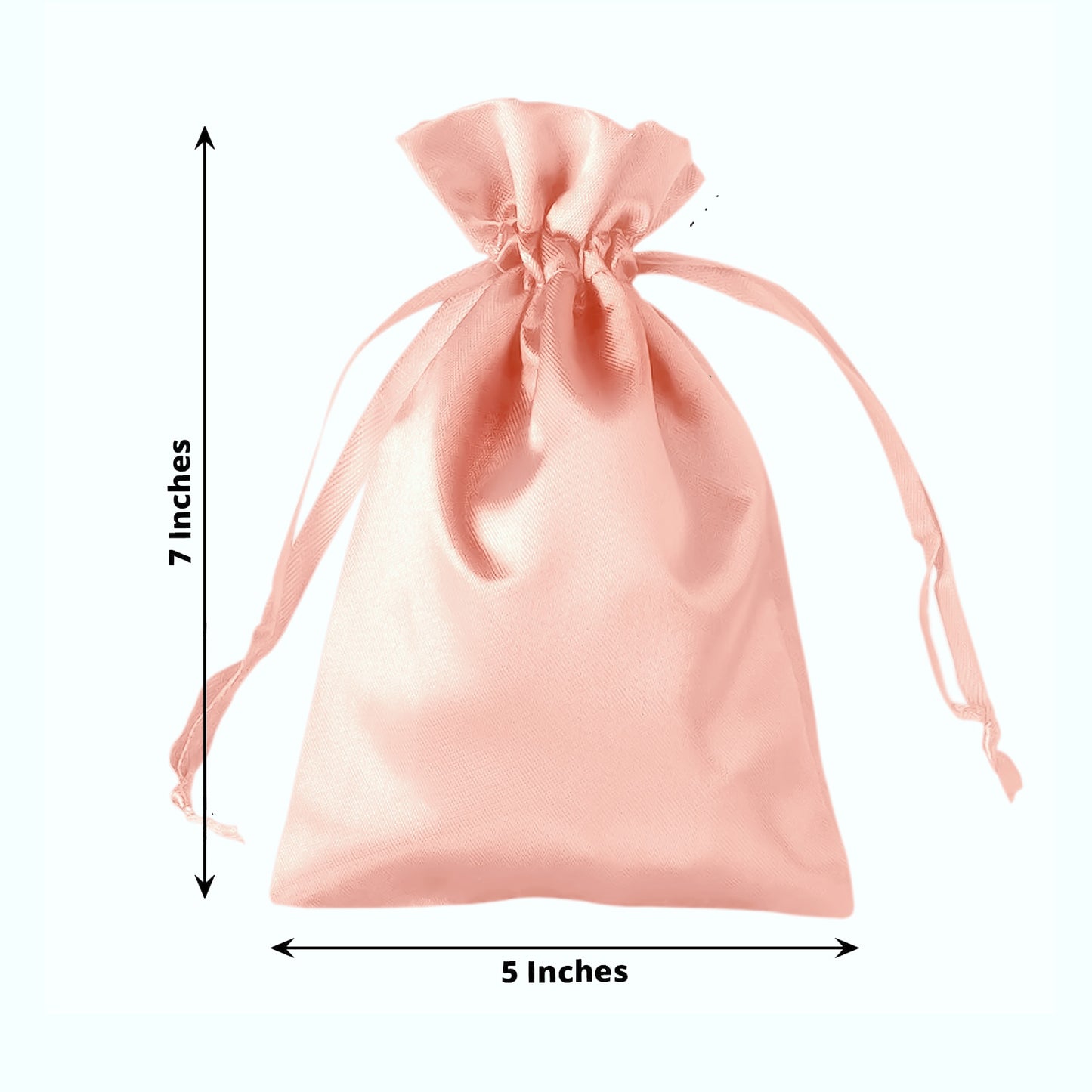 Dusty rose satin drawstring gift bag, 5"x7", perfect for weddings and parties.