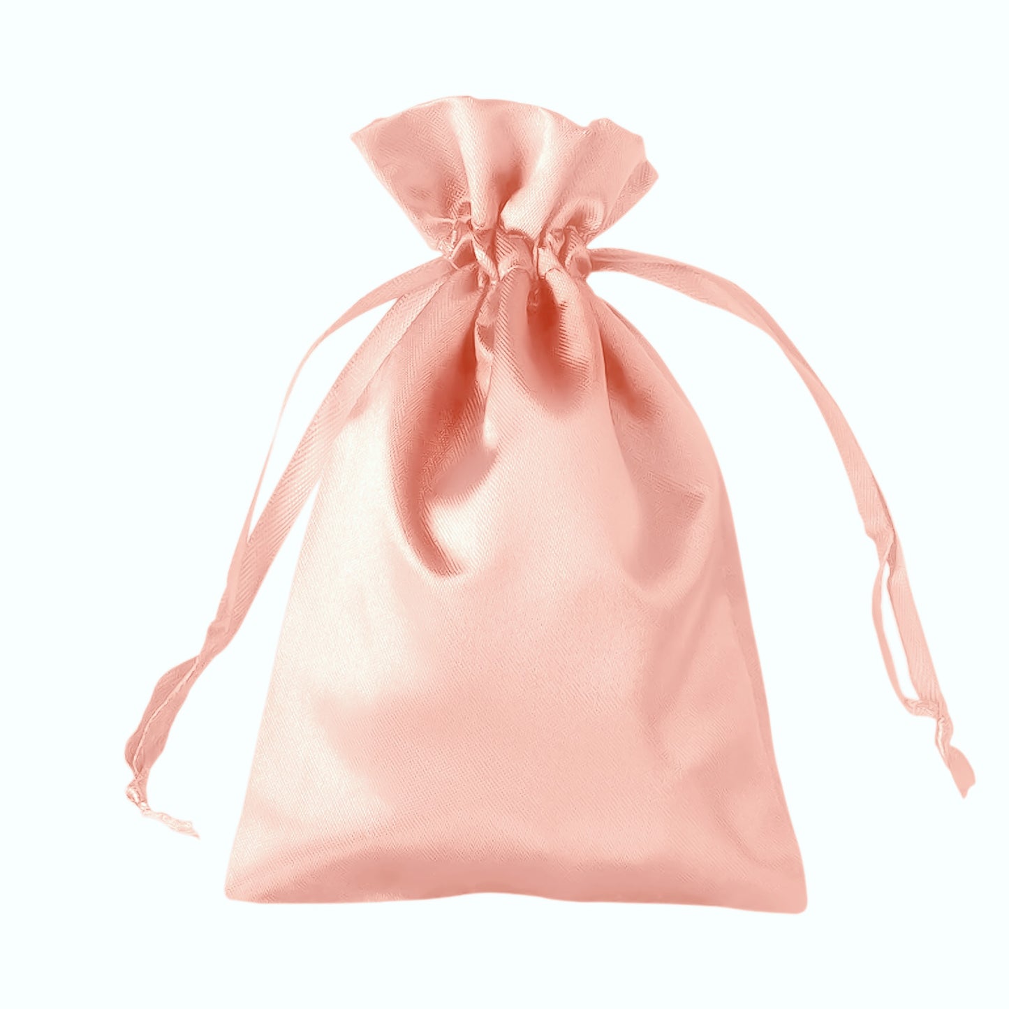 Dusty rose satin drawstring wedding favor gift bag.