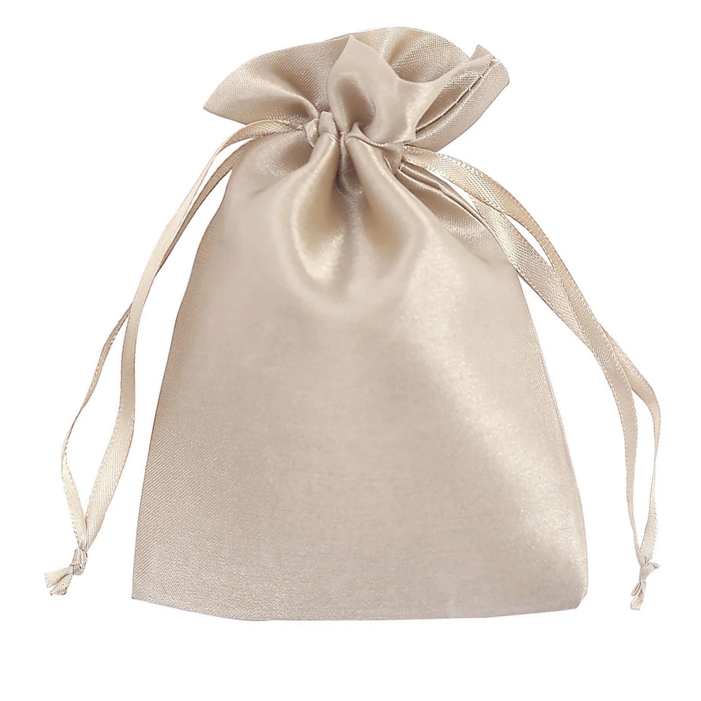 12 Pack | 5"x7" Beige Satin Drawstring Wedding Party Favor Gift Bags