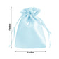 Light blue satin drawstring gift bags, 5"x7", pack of 60.