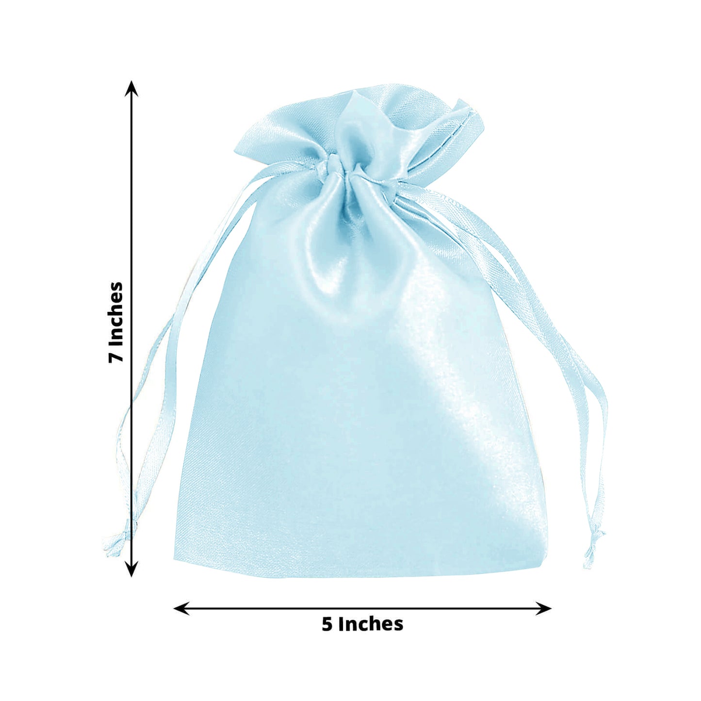 Light blue satin drawstring gift bags, 5"x7", pack of 60.