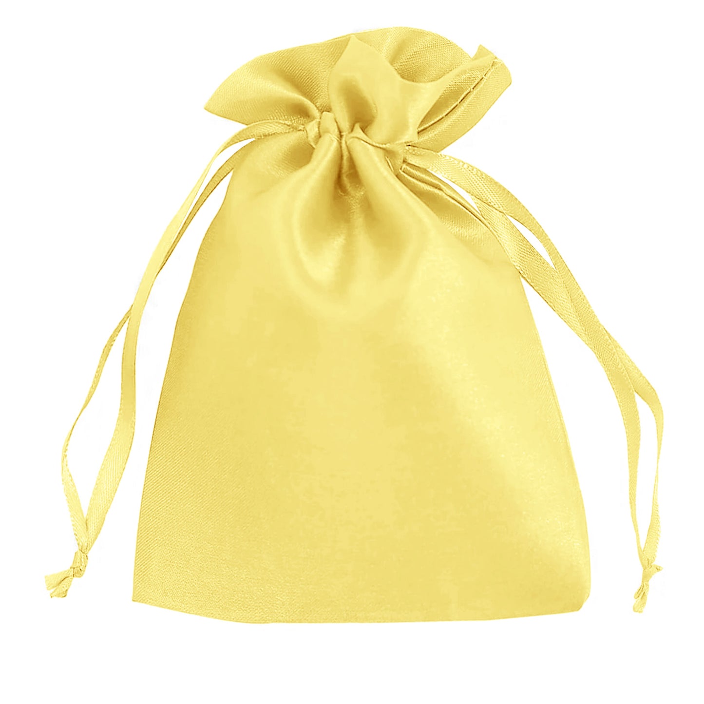 Yellow satin drawstring bag for wedding party favors, 5"x7", 60 pack.
