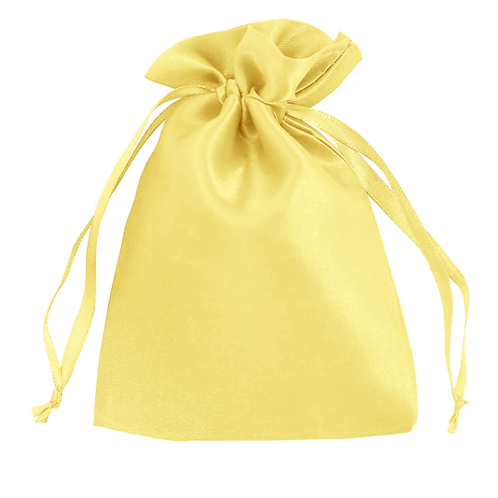 Yellow satin drawstring bag for wedding party favors, 5"x7", 60 pack.