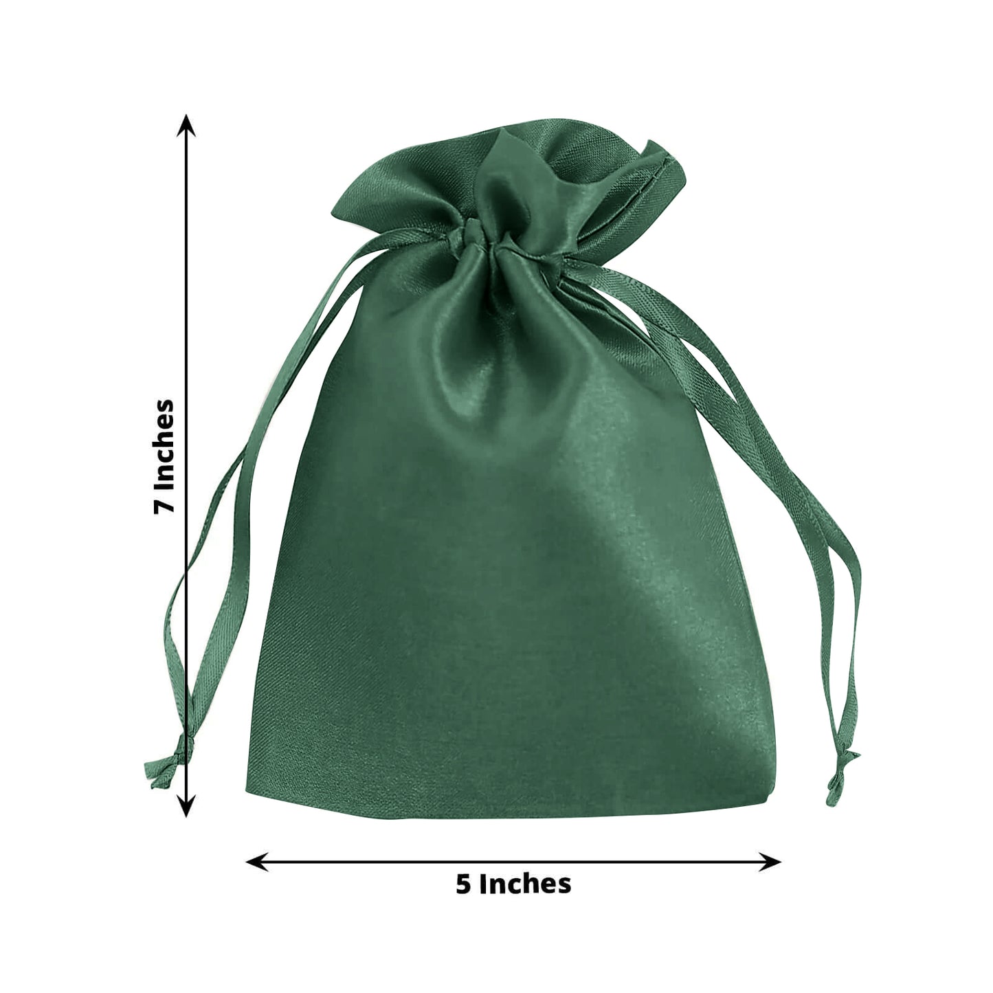 Hunter Emerald Green Satin Drawstring Gift Bag, 5"x7", 60 Pack