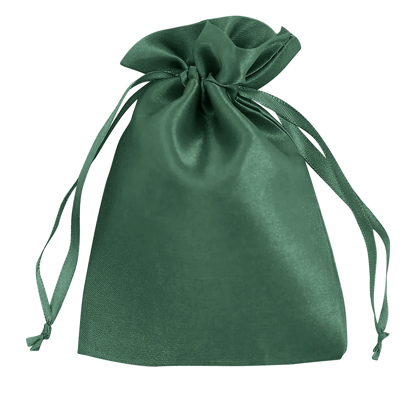 Hunter emerald green satin drawstring gift bag for weddings and parties.