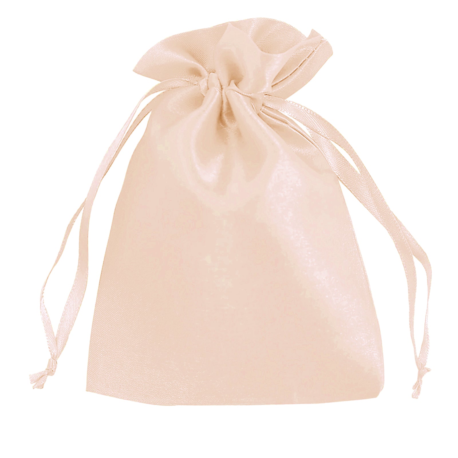 Peach satin drawstring gift bag for wedding favors, 60 pack.