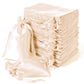Peach satin drawstring gift bags for weddings and parties, 60-pack.