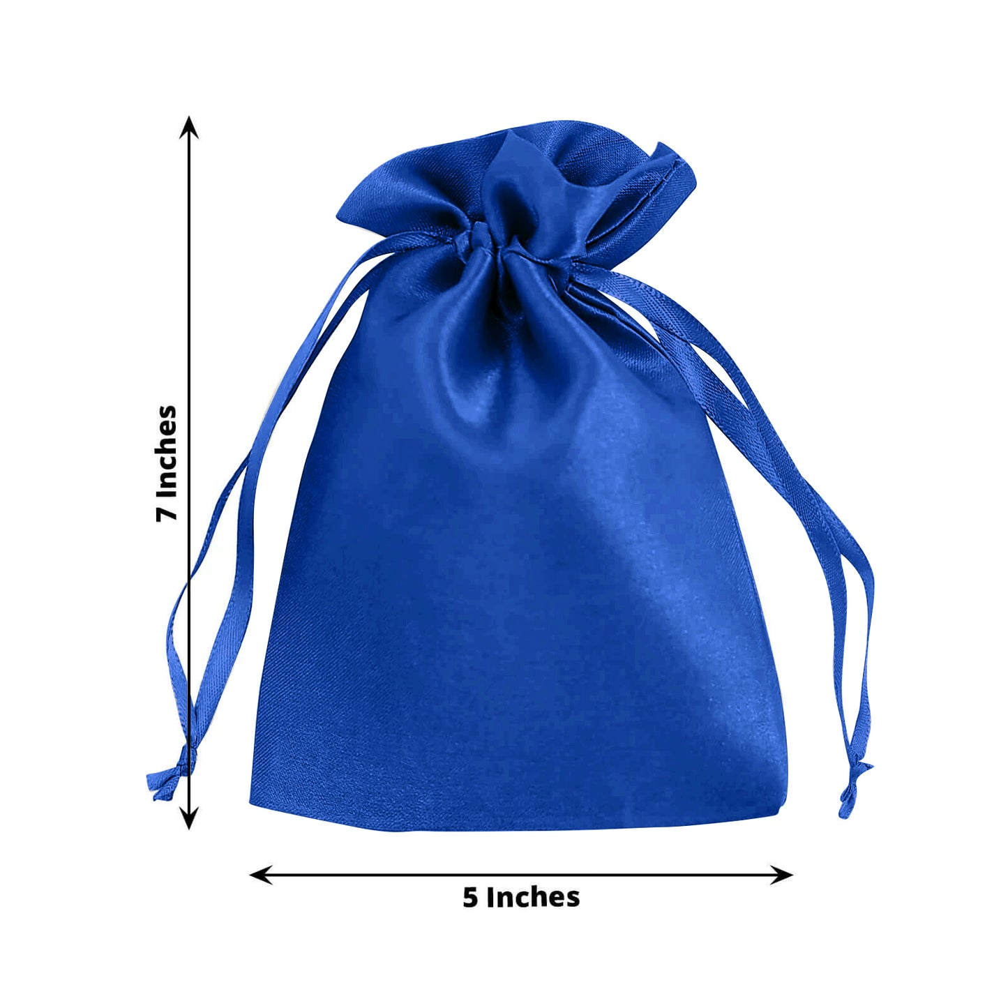 Royal blue satin drawstring gift bag, perfect for wedding favors.