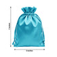 Turquoise satin drawstring gift bag, 5"x7", perfect for weddings and parties.