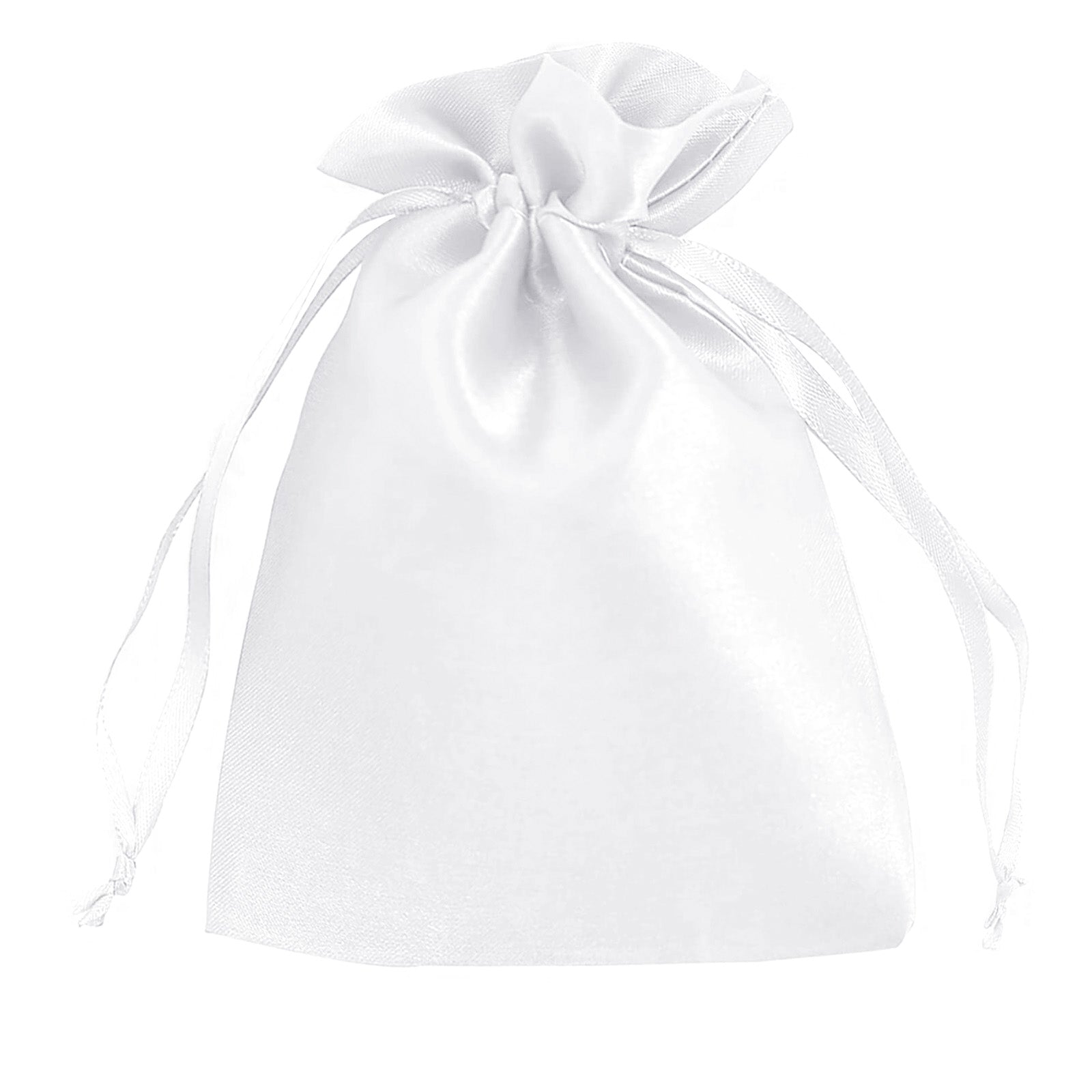 White satin drawstring wedding favor bags, 60 pack, 5"x7".