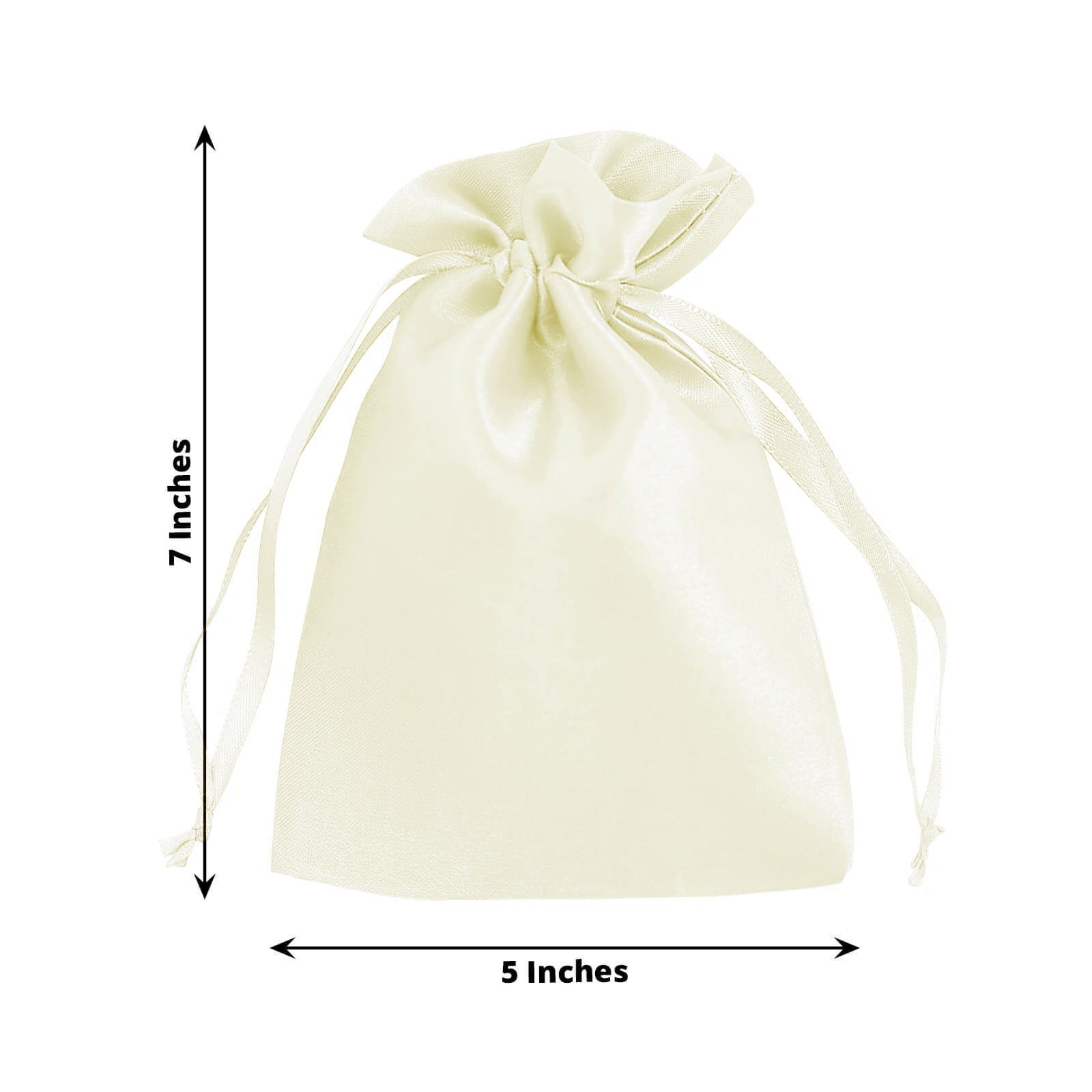 Yellow satin drawstring gift bag, 5"x7", ideal for wedding favors.